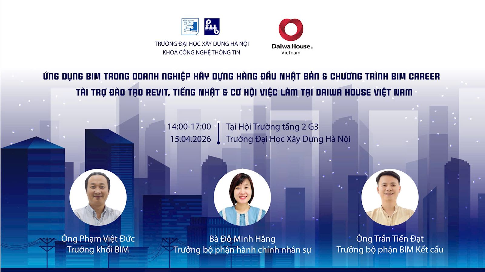 ANNOUNCEMENT OF THE SEMINAR: BIM Application in Leading Japanese Construction Companies & BIM Career Program